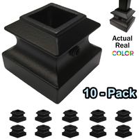 Iron Baluster Flat Shoes with Set Screw Stair Parts Scroll Basket Twist Knuckle Baluster Shoe for 1/2" Square Metal Spindles Set of 10 (Real Satin Black not Matte)