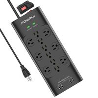 Surge Protector(4000 Joules), POWRUI Power Strip with 12-Outlet and 4 USB Ports(5V/6A, 30W) and 6-Foot(1875W/15A) Heavy Duty Extension Cord, ETL Listed, Black