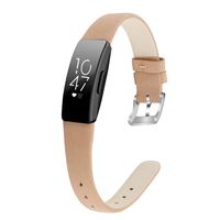 MEFEO Compatible with Fitbit Inspire Bands/Inspire HR Band, Genuine Leather Slim Soft Strap Wristbands Accessories Replacement for Fitbit Inspire Fitness Tracker (Frosted Brown, Small (5.8"-7.6"))