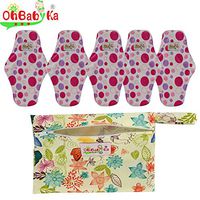 OHBABYKA Bamboo Reusable Sanitary Napkins Pads with Wet/Dry Bag for Women (Size S)