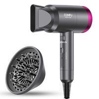 Ionic Hair Dryer, CONFU 1600W Professional Negative Ionic Fast Drying Hair Blow Dryer with 3 Heat Settings, Infinity Speed Settings & Cool Settings, 1 Diffuser and 1 Concentrator Nozzles