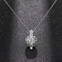 1Pc Women Silver Heart Shape Pearl Beads Cage Pendant Necklace Jewelry Gift 925 Bright Cute For gift Cheap Elegant Aesthetic Fashionable Womens Comfy Wonderful