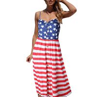 KYLEON Maxi Women's Dresses Summer Floral Bohemian Spaghetti Strap Button Down Swing Midi Dress with Pockets