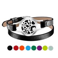 pathside Essential Oil Diffuser Bracelet, Stainless Steel Essential Oil Locket Bracelets with 8 Color Pads Unique Gifts for Girls & Women (Black)