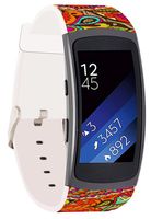 Band for Gear Fit2 / Fit2 pro - Leather Strap Replacement Compatible for Samsung Gear Fit 2 / Fit 2 pro Small & Large - for Women Unique Design Colorful Retro Leaves Design