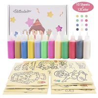Sand Art kit , Colored Sand Art Kit Art Sand Scenic Sand wiht 10 Sheets Sand Art Painting Cards Set Children Art Toy, 12 Color (0.92 LB)