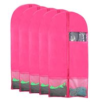 Kernorv Garment Bags for Dance Costumes, Set of 5 Breathable Dust-Proof Garment Bags 51" Dance Garment Bags with Pockets for Dance Costumes, Dress, Jacket, Storage or Travel (Pink)