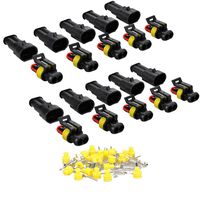 MUYI 10 Kit 2 Pin Way Waterproof Electrical Connector 1.5mm Series Terminals Heat Shrink