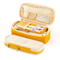 EASTHILL Medium Capacity Pencil Pen Case Office College School Large Storage High Bag Pouch Holder Box Organizer Yellow Orange New Arrival