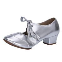 HENWERD Womens Tango Ballroom Latin Ballet Salsa Waltz Modern Square Dance Singles Shoes (Silver,5.5 US)