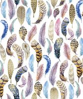 Featherly Tribal Metallic Rolled Gift Wrap - 24" x 15'