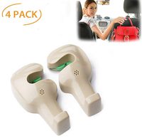 Emoly Upgraded Universal 4 Pack Car Seat Headrest Hooks Strong and Durable Backseat Headrest Hanger Storage for Handbags, Purses, Coats, and Grocery Bags - Beige