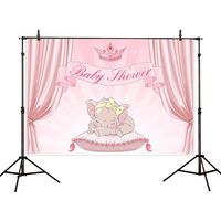 Allenjoy 7x5ft Pink Elephant Baby Shower Party Backdrop Newborn Baby Birthday Party Crown Circus Drapes Welcome Decorations Photography Background Photo Banner