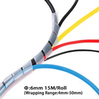 XHF 6mm(Wrapping Range:4mm-50mm) Spiral Cable Wrap 1/4" Spiral Wire Wrap Cord for Computer Electrical Wire Organizer Sleeve Hose RoHS Clear (Dia 6MM-Length 15M)