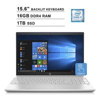 HP 2019 Pavilion 15.6 Inch HD Touchscreen Laptop (Intel Quad Core i7-8550U up to 4.0 GHz, 16GB DDR4 RAM, 1TB SSD, Intel UHD Graphics 620, Backlit Keyboard, WiFi, Bluetooth, Windows 10) (Blue)