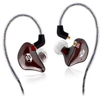 BASN High-Definition in Ear Monitor Headphones for Musicians with Detachable MMCX Earbuds; Dual Dynamic Drivers and Noise-Isolating (Red)