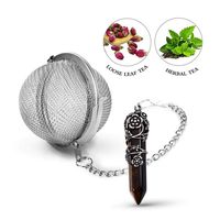 Taygate Healing Crystal Pendant Loose Tea Leaf Strainer,Antique Silver Flower Wrapped Natural Tiger Eye Gemstone Hexagonal 18/8 Stainless Steel Mesh Tea Ball (Tiger Eye Stone)