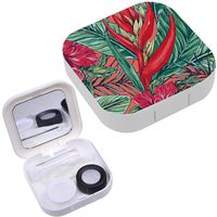 Portable Contact Lens Case Box Travel Kit Mirror + Bottle + Tweezers Container Holder [ Beautiful Floral ]
