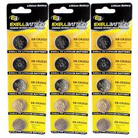 3X Exell 3-Volt Lithium Coin Cell Battery, CR2032, 200 Milliamp Hours, 5-Pack Replace DL2032, EA2032, ECR2032, E-CR2032, KL2032, L14, L2032, LF1/2V, LF-1/2V, RFA-35, RFA-35-11, SBT15, SB-T15, SB-T51