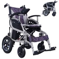 DONGBALA Folding Electric Wheelchair, Elderly Scooter Disabled Wheelchair Power Compact Mobility Aid Wheel Chair Dual Battery Longest Driving Range 12AH Lithium Battery Silver