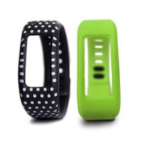 iCasso Replacement 2 Pieces Wrist Band with Clasp for Garmin Vivofit Flex Only /No Tracker/ Wireless Activity Band Wristband with 4pcs iCasso Cable Ties (Polka & Green, Large)