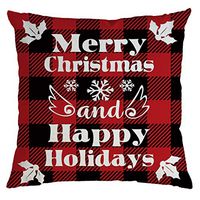 Indexshop Christmas Pillow Covers Decorative, Red Black Winter Festival Throw Pillow Cases Cushion Covers, Farmhouse Home Decor Xmas Pillowcase Faux Linen Cushion Case Sofa (F)