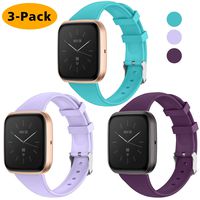 EZCO 3-Pack Sport Bands Compatible with Fitbit Versa/Versa 2 / Versa Lite, Waterproof Soft Silicone Breathable Sport Watch Strap Replacement Wristband Accessories Women Man for Versa Smart Watch