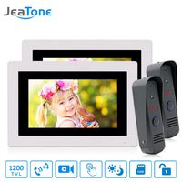 Jeatone 7 inch Color Video Doorbell Intercom Monitor&1200TVL Outdoor Panel Door Phone Intercom System IP65 2 Monitor 2 Camera