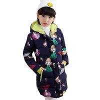 kaiCran Toddler Baby Girls Coat Long Sleeve Cartoon Character Print Hooded Zipper Jacket Coat Outerwear Clothes 2-8 Years (Navy, 140(5-6 Years))