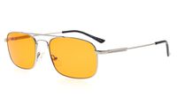 Eyekepper Memory Titanium Sleeping Glasses-Blue Light Blocking 97%-Computer Reading Glasses-Reduce Eyestrain Readers Dark Orange Tinted Lens (Silver, 1.75)