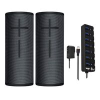 Ultimate Ears Boom 3 Portable Wireless Bluetooth Speaker Pair (Night Black) Bundle with Knox Gear 7-Port USB 3.0 Hub