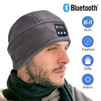 Bluetooth Beanie Hat, V5.0 Wireless Headphone Beanie, Gifts for Mens, Winter Music Hat, Christmas Electronic Gifts for Men/Women (Grey)