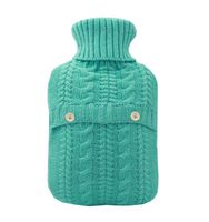 Green Knit Cover Hot Water Bottle Treating/Back Pain,Stiff Necks,2L(Random Bag)