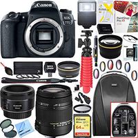 Canon 1892C001 EOS 77D 24.2 MP CMOS (APS-C) Digital SLR Camera with Wi-Fi & Bluetooth (Body) + 18-250mm F3.5-6.3 DC OS HSM Macro + EF 50mm f/1.8 STM Prime Lens + 64GB Deluxe Bundle