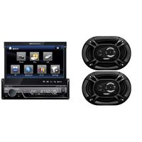 Soundstream VIR-7830B Single-Din Bluetooth Car Stereo DVD Player with 7-Inch LCD Touchscreen with Sound Storm EX369 300 Watt (Per Pair), 6 x 9 Inch, Full Range, 3 Way Car Speakers (Sold in Pairs)
