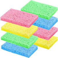 Chuangdi Kitchen Cleaning Scrubbing Sponge, Cellulose Dish Sponge for Removing Stubborn Stain, Oil, Non-Scratch on Windows Non-Stick Pan, Assorted Colors, Size 12 x 7.6 x 1.5 cm (8 Pieces)