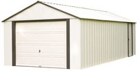 Arrow Shed VT1231 12 x 31 ft. High Gable Coffee Steel Storage Shed, Almond Walls/Roof/Doors/Gables & Coffee Trim