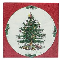Spode Christmas 40 3-ply Beverage Napkins, Red Border