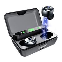 ELECDER D12 True Wireless Earbuds Bluetooth 5.0 Headphones in Ear with Microphone, LED Battery Digital Display, IPX5 Waterproof, Charging Case for Workout, Running (Black)