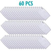 OUBA 60 PCS PM2.5 Activated Carbon Filters Meltblown Non-Woven Cloth 5 Layers Filters for Women Mens Children Black Cotton Adjustable Reusable Breathing Anti Dust
