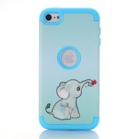 Rosepark iPod Touch 5 case,iPod Touch 6 Case, (TM) [Elephant Pattern] 3 Pieces Style Hybrid Shockproof Hard Case Cover for Apple iPod Touch 5 6th Generation(Blue),with Screen Protector and Stylus