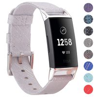 EZCO Bands Compatible with Fitbit Charge 3 / Charge 3 SE, Soft Woven Fabric Canvas Breathable Watch Strap Replacement Wristbands Accessories Women Man for Charge 3 Watch (Not for Charge 2)