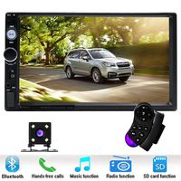 Double Din Car Stereo Universal Radio Multimedia - 7in LCD Digital Touchscreen - Smart MP5 Bluetooth Autoradio Music Player - AM FM USB MP3 SD - Bluetooth Remote Control and Backup Rear View Camera