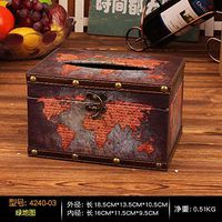 T-ZJHC European Creative Retro Tissue Box Home Room Bedroom Napkins Tray Living Room Coffee Table Storage, Beige