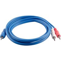 Seismic Audio 6 Foot Blue Stereo Male to Dual 3.5mm Mono Splitter Cable-Audio Y-Split (SA-Y19)