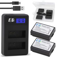 E-TS Canon LP-E10 Battery Replacement 2-Pack and Dual Charger Compatible with Canon LP-E10 and Canon EOS 1100D, EOS 1200D, EOS 1300D, Kiss X50, Rebel T3, Rebel T5, Rebel T6 (Upgraded 1800mAh)