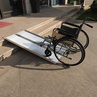 JY 5 FT Portable Folding Wheelchair Ramps Non-Skid Aluminum Single Fold Wheelchair Loading Traction Threshold Ramp with Ribbed Surface and Carrying Handle, Holds up to 600 lbs