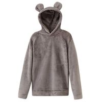 Cute Hoodies for Women Hessimy Women Girl Hoodies Cute Cat Ear Novelty Printed Pullover Sweatshirt Grey