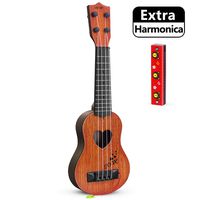 hhobby stars Kids Guitar Musical Toy Ukulele Classical Instrument(Brown),with Extra Harmonica 16 Holes