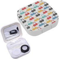 Portable Contact Lens Case Box Travel Kit Mirror + Bottle + Tweezers Container Holder [ Cars ]